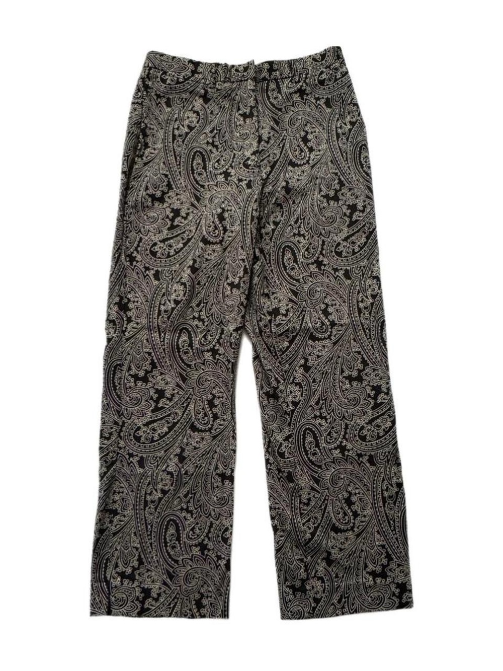 Liz Claiborne Cotton/Spandex Black and White Bohemian Paisley Print Ankle Pants
